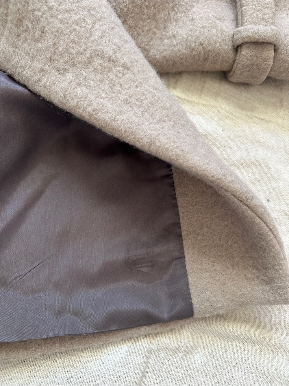 Zara Basic Wool Blend Taupe Beige 3/4 Sleeve Peter Pan Collar Swing Coat XS - Picture 11 of 11